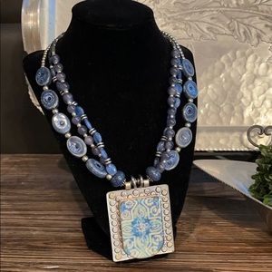 Blue Chunky Bead Necklace